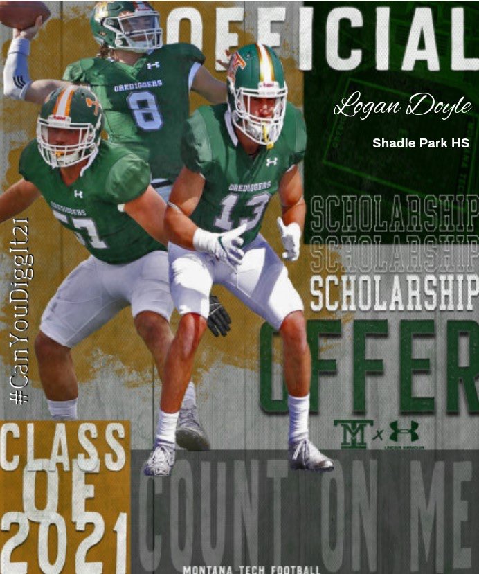 Logandoyle32's tweet photo. Super excited to receive an offer from @MonTechFootball! @CoachKyleSamson @coachdthatcher @BrandonHuffman @RylandSpencer @Micah_Chen https://t.co/OkgxgXUkoP