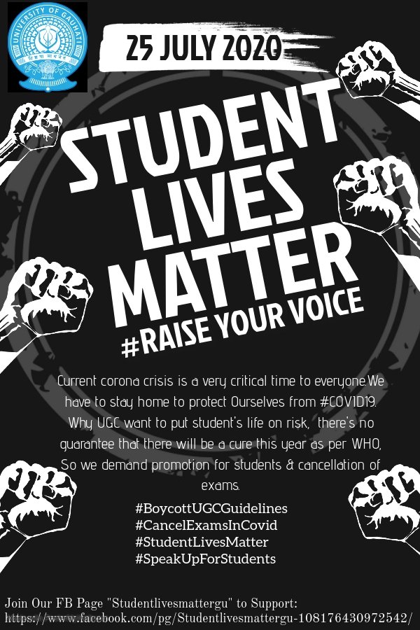 DebananThakur's tweet photo. #cancelfinalyearexam 
#StudentLivesMatters 
#SayNoToUGCGuidelines 
#BadDecisionByGU 
#SpeakUpForStudents 
@DrRPNishank @PMOIndia 
@himantabiswa @narendramodi https://t.co/dgZVur2OwQ