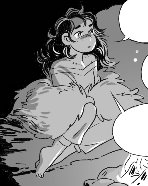 drawing today (can't share the comic yet but I like this spread very much)