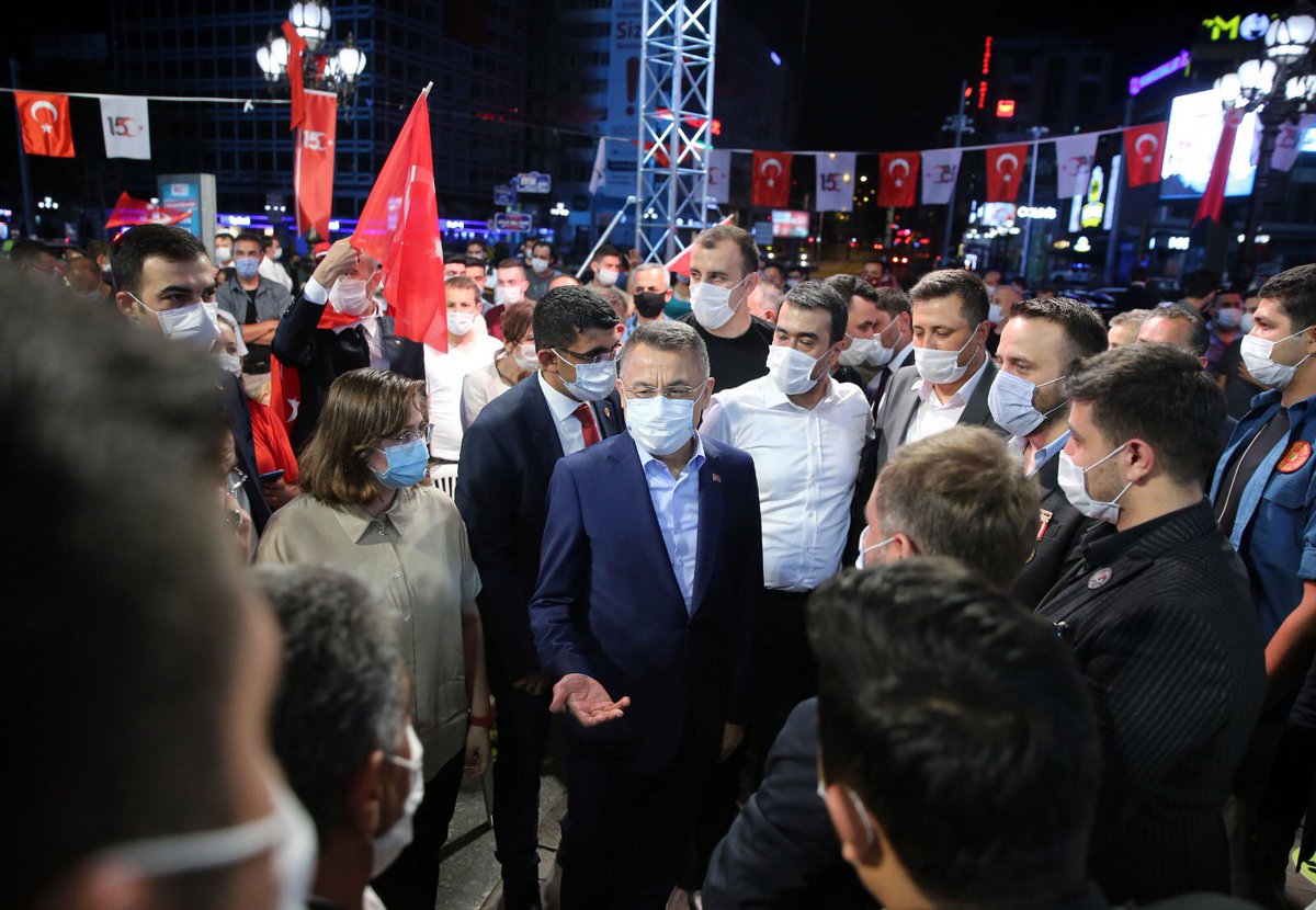 fuatoktay's tweet photo. Milletimizin kararlılığı, Sn. Cumhurbaşkanımızın dik duruşuyla #15Temmuz’da darbeye geçit vermedik. Bugün de aynı kararlılıkla demokrasiye sahip çıkmaya devam edeceğiz.

O gece geleceğini hainlere teslim etmeyen Milletimize selam olsun.

📍15 Temmuz Kızılay Milli İrade Meydanı https://t.co/5tleza88HF