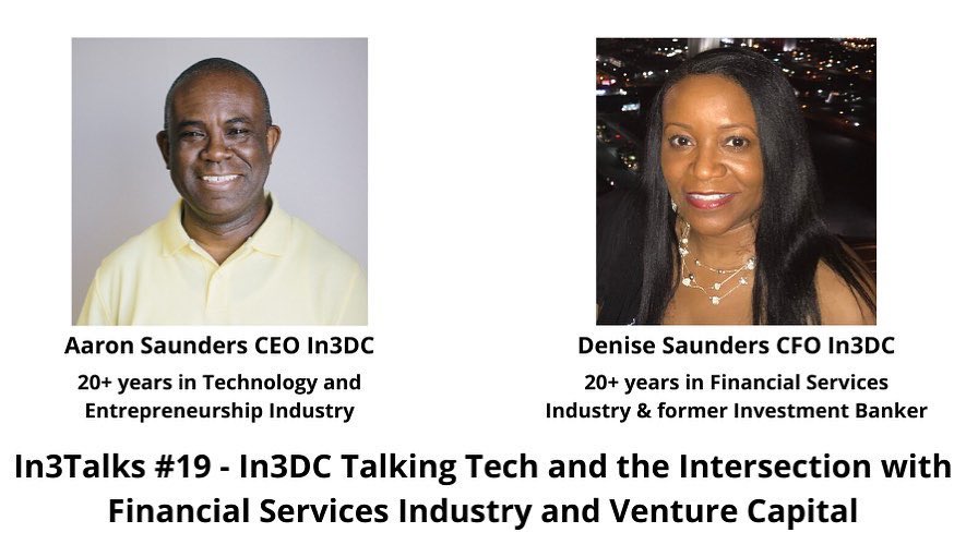 aaronksaunders's tweet photo. New #In3Talks 2 smart black folk 20+ yrs exp each in #tech #Finance #entrepreneurship - #MBA from @NYUStern / @MichiganRoss #WallStreet experience and I survived dot com bubble in NYC during first e-commerce wave - talking about our work to change things https://t.co/JEzj94ZeBu https://t.co/DoKabOZYZN
