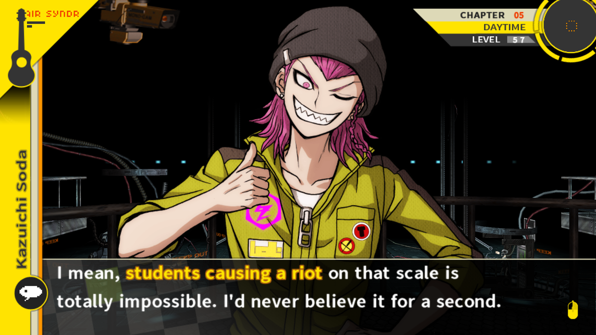 STUDENTS CAUSING A RIOT IS MORE FUCKING REALISTIC THAN THE EXACT SITUATION UR IN KAZUICHI.......