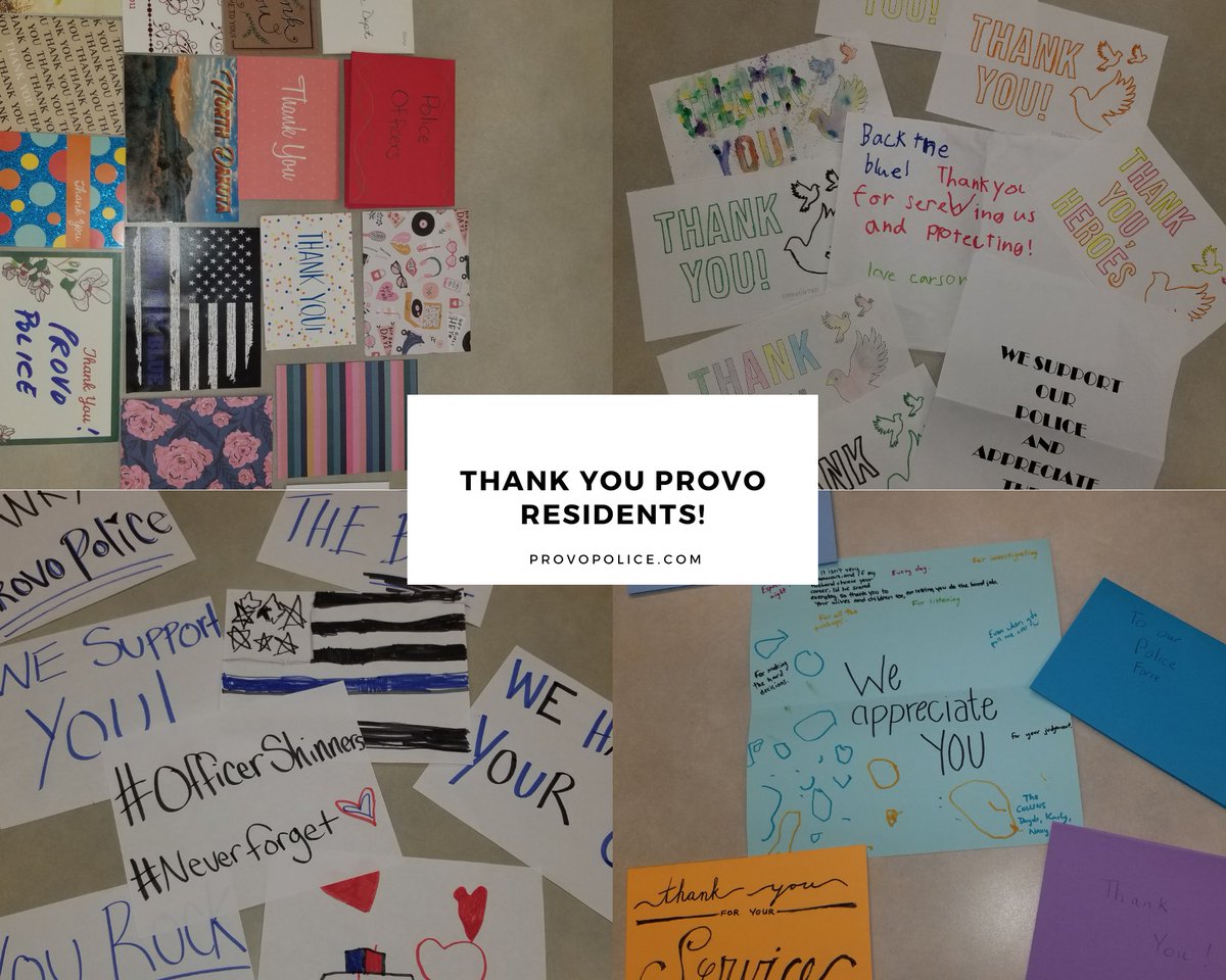 ProvoPolice's tweet photo. THANK YOU Provo residents♥️ We are speechless by the amount of support and love our community has shown us! ♥️ #ProvoProud https://t.co/XzzVt1e4AR