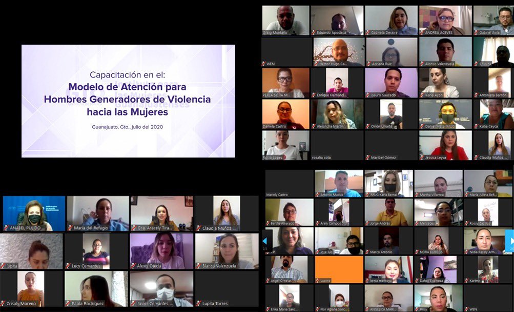 ISMujeres1's tweet photo. Hoy, en coordinación con el @IMUGto iniciamos la capacitación en el "Modelo de atención a hombres generadores de violencia hacia las mujeres", dirigido a personal de las dependencias que integran el #SEPASEVM.
#SinaloaQuédateEnCasa🏡
#AislamientoSinViolencia🙅🏻♀️
#ISMujeresATuLado https://t.co/sbV8Q9pR6F