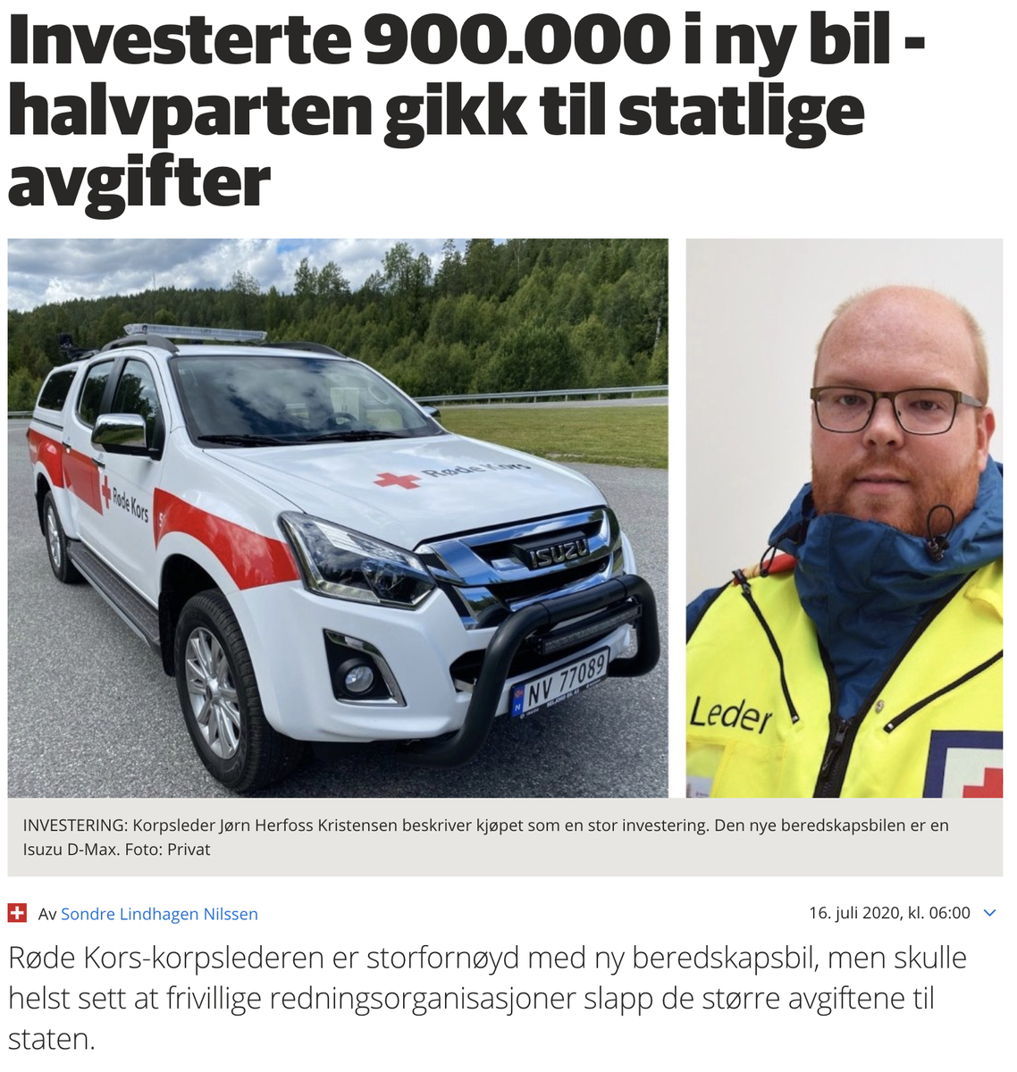 Vi syntes det er trist at vi skal betale flere hundre tusen i avgifter til staten for utstyr som brukes til å drive dugnad for staten.

kv.no/investerte-900…