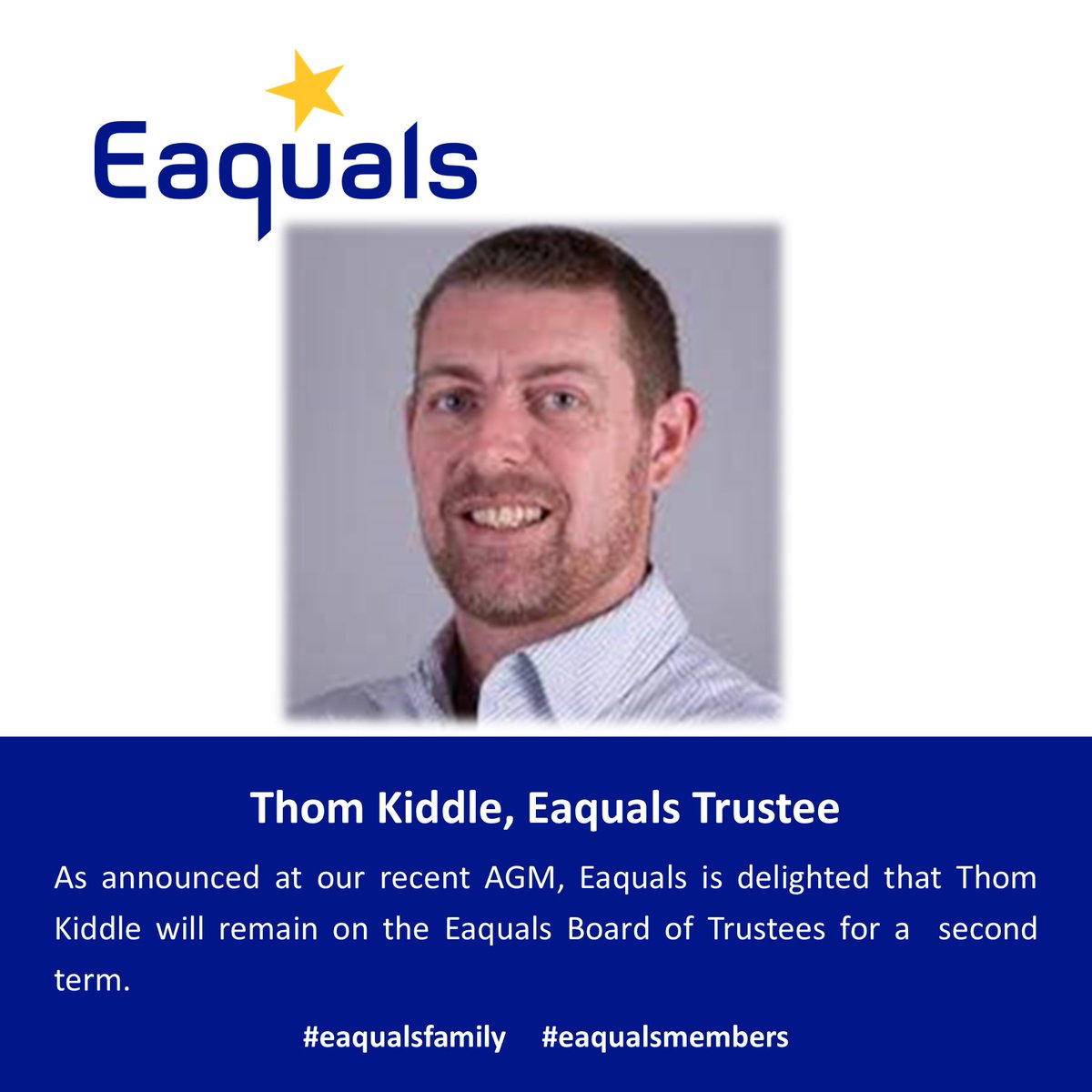 Eaquals is delighted to announce that Thom Kiddle will remain on the Eaquals Board of Trustees for a second term. #eaqualsfamily #eaqualsmembers @NILE_ELT