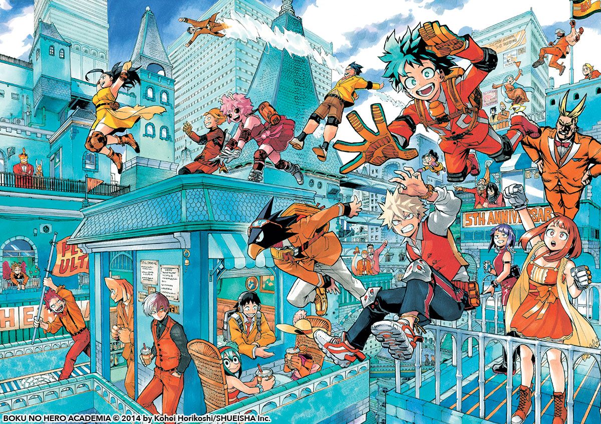 A fun My Hero Academia picture in between chapters.