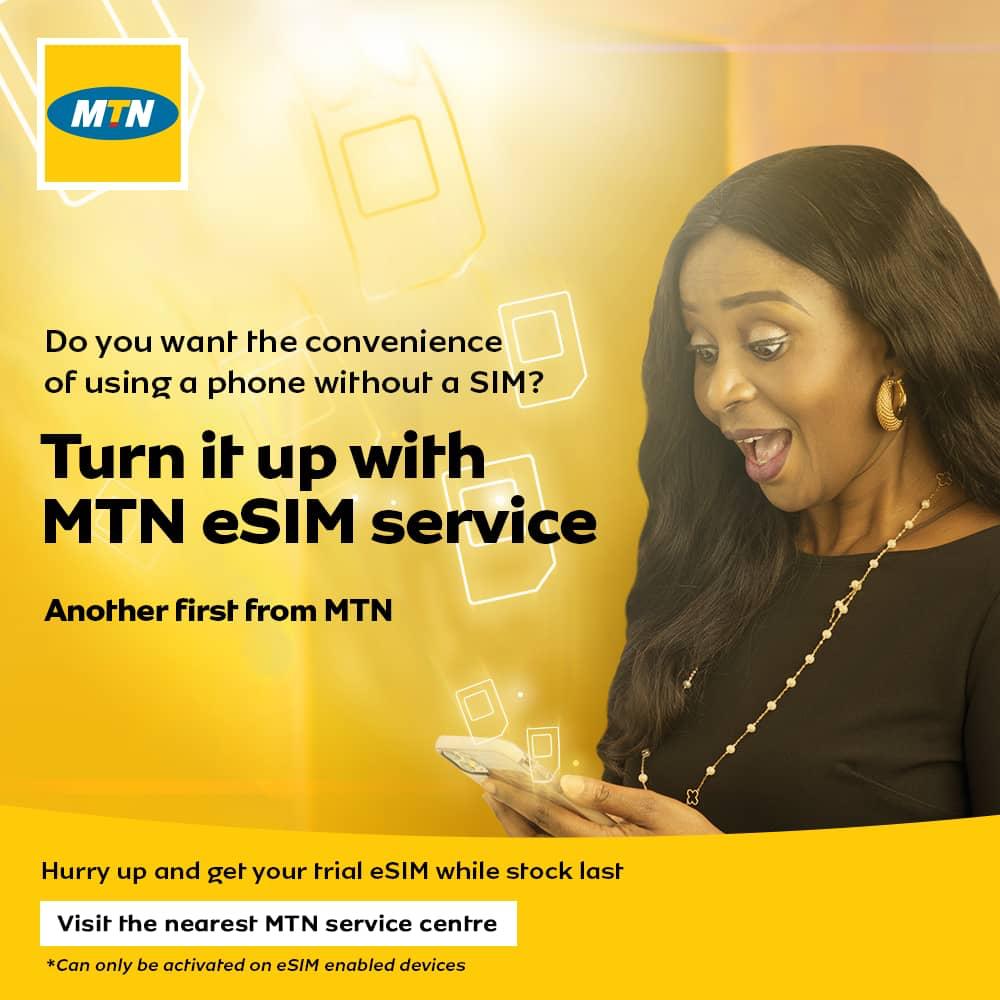 estherakinn's tweet photo. Yay! No SIM card, No physical swapping. 
Enjoy the convenience of using a phone without a sim.
Another first from MTN 🕺🏾💃🏻
Visit https://t.co/yCfO8NTbo8 for more details. #MTNeSim #SimVolution #YelloPOTD https://t.co/wJskz2MXTr