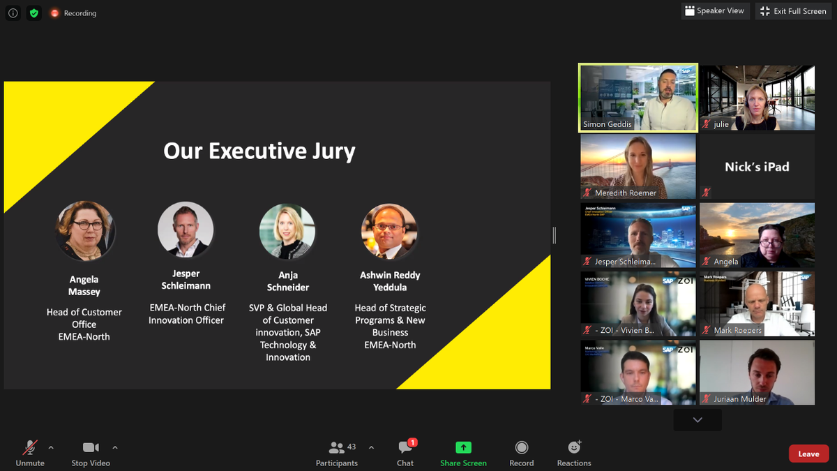 Great start to the #1BLives EMEA N Demo Day! Teams made amazing presentations, now ready to meet the executive jury to find out which social impact team will move on to the next phase of the program! #sap4good