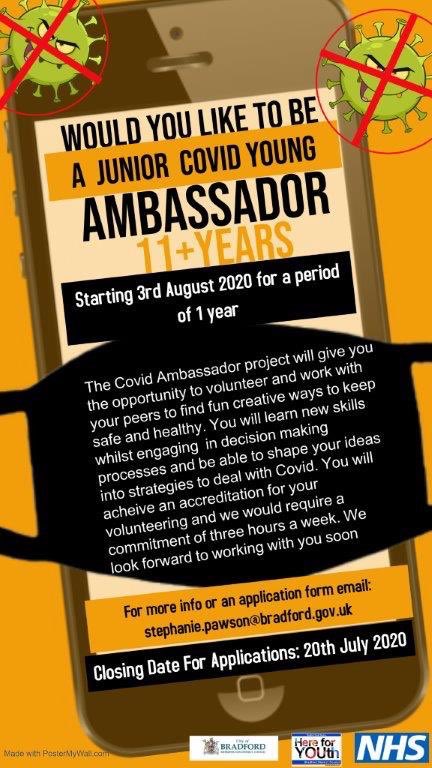 Are you a young person in the Bradford district aged 11+ or know someone who is? Look at this fantastic project! 
#COVID19 #stillheretohelp #GetInvolved