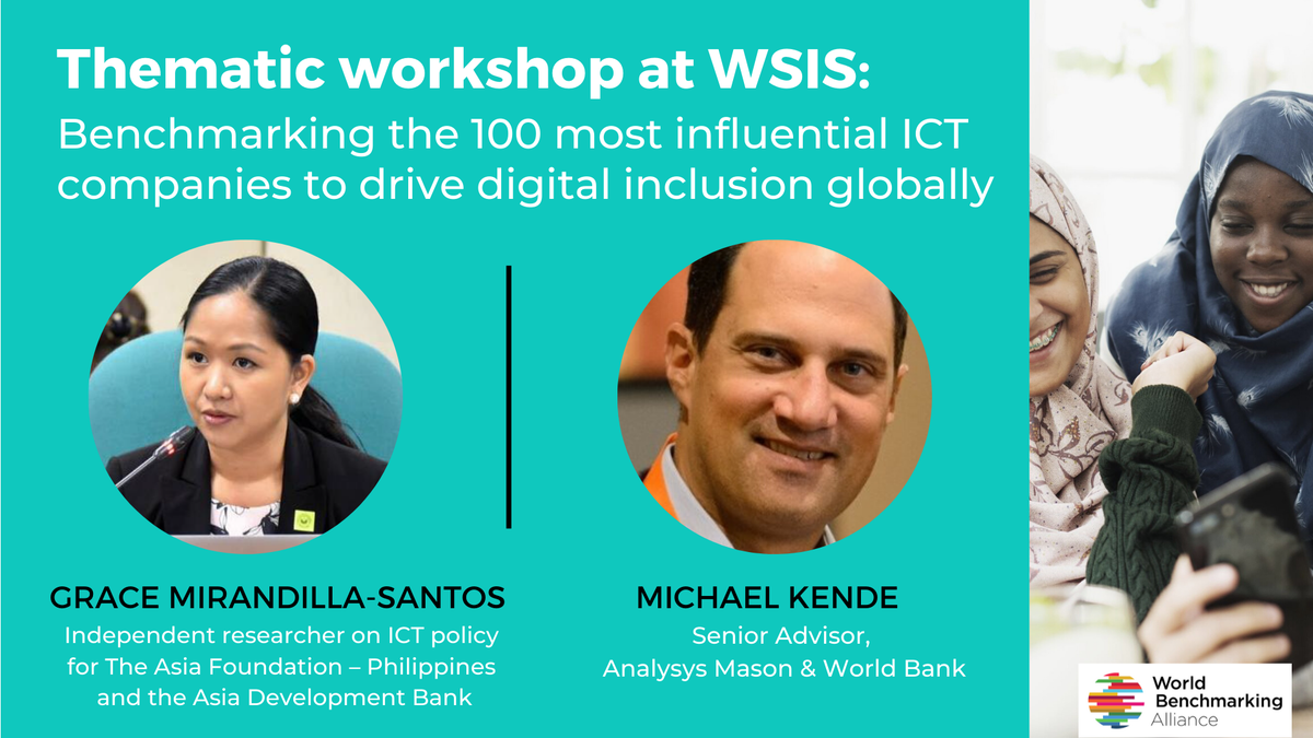 SDGBenchmarks's tweet photo. Join our panellists @gracemirandilla &amp; @MichaelKende
at our #WSIS event on 20 July to explore how the Digital Inclusion Benchmark can support public policy actions that enhance digital access, skills, use and innovation. #ICT4SDGs #tech4good

Register👉 https://t.co/F1yD8F2dMj https://t.co/Q2FRvLFQ97