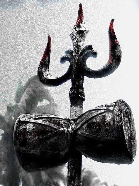 The damru is tied on the trishul (trident) of shiva. People believe that the TRISHUL is the weapon of shiva, but thats not true. It. Is far more than that.Trishul represents the three aspects of consciousness – waking, dreaming and sleeping, and it represents