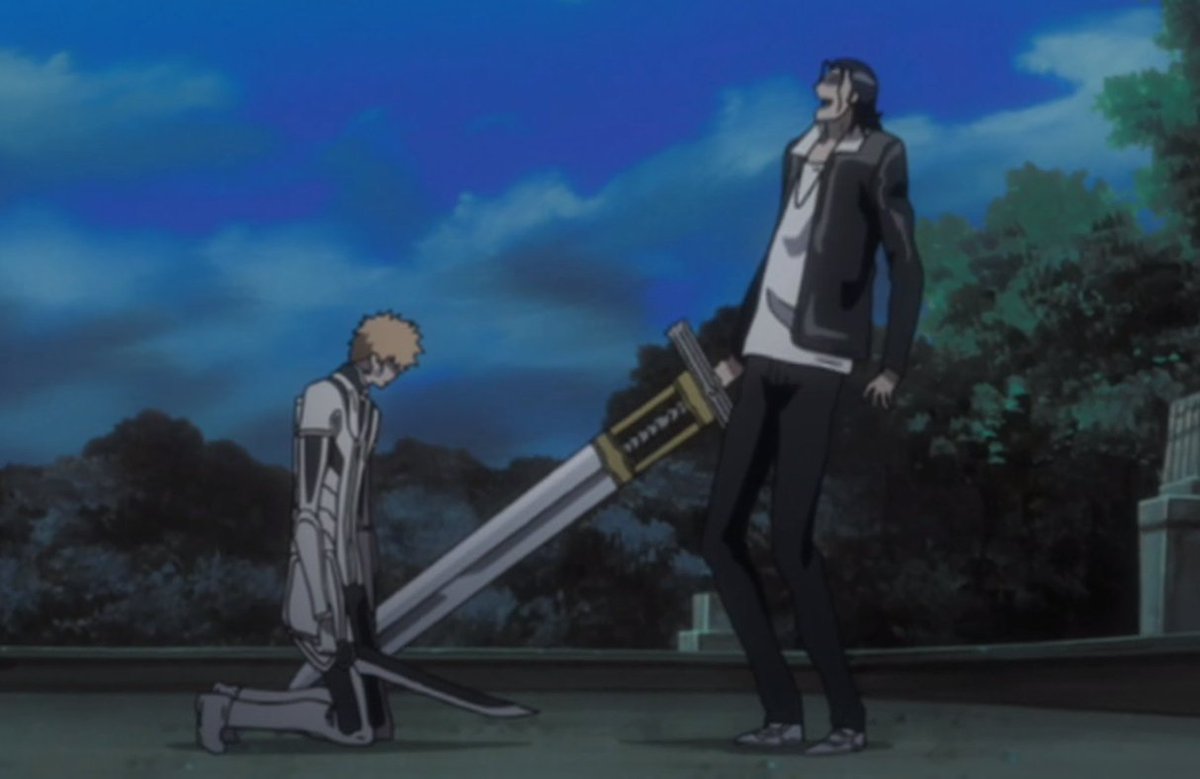 Things get worse when Ginjo betrays him, steals his powers, reveals that He was the first substitute shinigami, Ichigo in complete despair loses himself , overwhelmed by sadness and loss his want of protection kicks in & stands up to ginjo demanding his powers, standing powerless