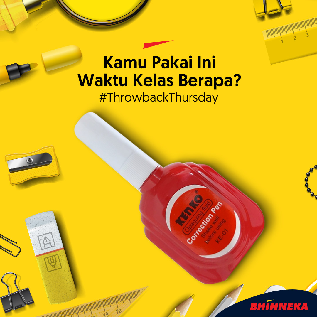 bhinneka's tweet photo. B'Nerz! Pastinya kalian pernah pakai benda yang satu ini dong pas masa sekolah. Nah, masih ingat nggak kira-kira waktu kelas berapa tuh? 

#ThrowbackThursday #Throwback #Kamis #TekaTeki #TanyaJawab #KilasBalik #Generasi90an #Generasi90 https://t.co/2p1KVP1UNe