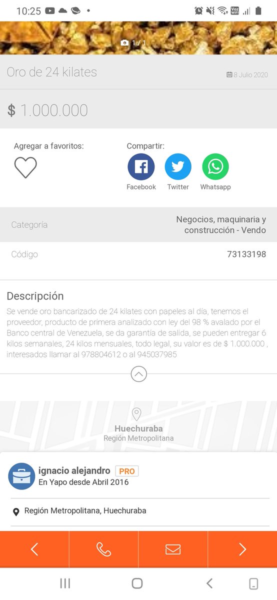 daisylu9's tweet photo. Las cosas que hay que ver. Así comercializan el Oro vzlano en yapo en Chile... que nombre le ponemos a esto. Será que alguien investiga. El oro de sangre vzlano camina por el mundo https://t.co/TlHREBSIkh