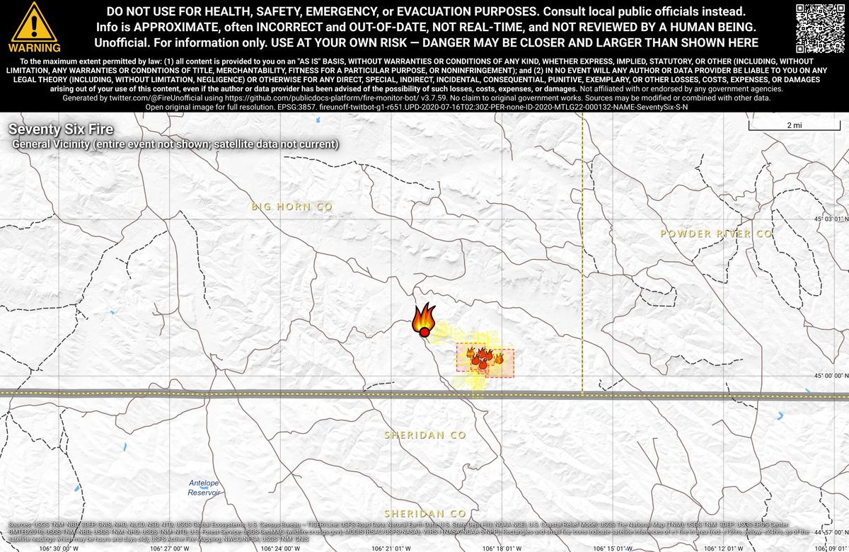 NRockFireBot's tweet photo. #SeventySixFire 🔥 unofficial, automated update.
~25mi N of Clearmont, WY. ⚠️ DO NOT USE FOR SAFETY PURPOSES - See officials instead. May be incorrect; disclaimers in images. https://t.co/hGBeHwglr0