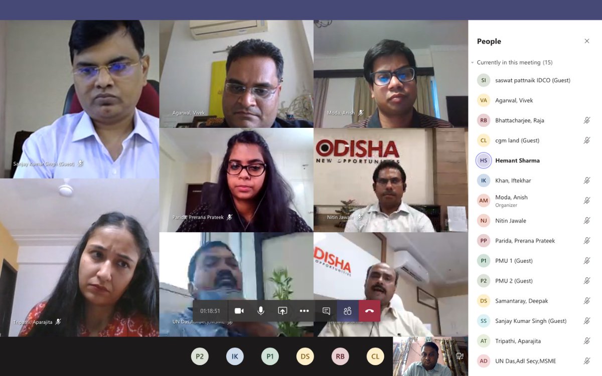 idco_odisha's tweet photo. Kick off meeting over video conference was held with @KPMG on industrial potential study along Biju Expressway corridor. Pr Secy @InvestInOdisha, Pr Secy @MsmeDepartment, #IDCO CMD Shri @SanjayKr1997, CMD, MD, IPICOL, DI Odisha &amp; other senior officers attended the meeting. https://t.co/QYs3xTPSoq