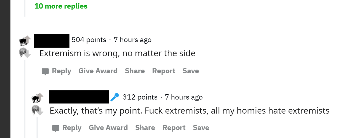 Q_Review's tweet photo. user posts "non-binary people and confederate extremists are exactly the same" and other Redditors clap like seals, news at 11. https://t.co/ScEv01KtNx