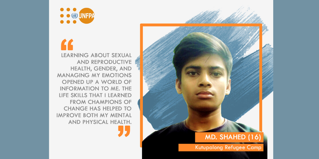 UNFPABangladesh's tweet photo. 16 year old Shahed lives in a #refugee camp in #CoxsBazar #Bangladesh. 

On #YouthSkillsDay, he shares how the #lifeskills education he had previously received from @UNFPA has helped him to cope better in facing the challenges of #COVID19.

READ: https://t.co/iAY1UDP1ht https://t.co/nqArqyyxXY