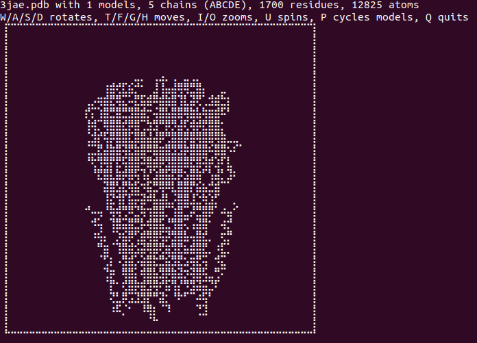 lewischewis's tweet photo. love this idea - quickly visualize PDB files directly in the terminal. As an example this is 3JAE, a glycine receptor. https://t.co/6FOTJuv551 https://t.co/Z0MFiZIGYB