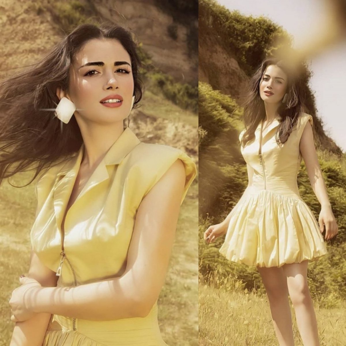 CastleVivita's tweet photo. Özge brights so shining to spread elegance, energy, warmth, grace and love. #ÖzgeYağiz⚡🐣🌟💛🌾💫☀️

Her 🎗 dress and sweet natural beauty make a perfect combo 🍯👩🏻✅. #ÖYFC #princess👑 #angelface #purebeauty #fashionmood #bechic #likeamodel #photoshooting #ÖzBerk https://t.co/Wz2fe42y69