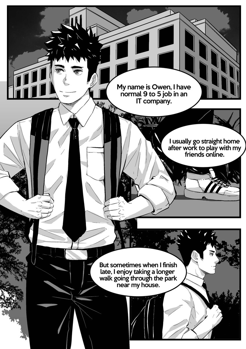 maorenc's tweet photo. July B&amp;W comic preview
This month will be the story of an office worker have some fun in gay cruising ground.
Support my Patreon to get the full comic:
https://t.co/Oky5PCrcnR https://t.co/1EV8lgqFoB