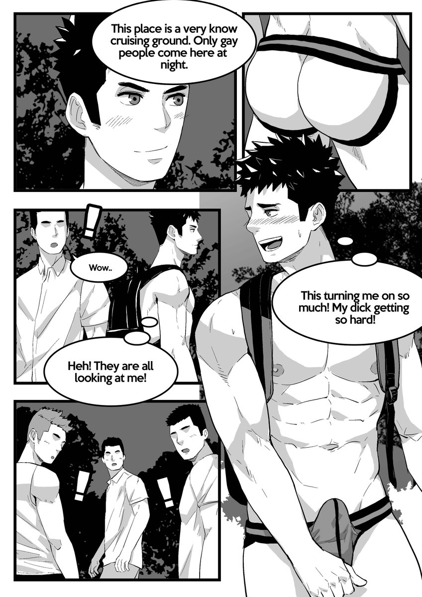 maorenc's tweet photo. July B&amp;W comic preview
This month will be the story of an office worker have some fun in gay cruising ground.
Support my Patreon to get the full comic:
https://t.co/Oky5PCrcnR https://t.co/1EV8lgqFoB