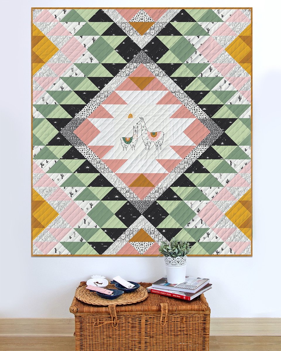 ArtGalleryFab's tweet photo. Featuring the “I Love You A Llama” print from our #AGFPacha fabric collection, we wanted to create a quilt to highlight this print by surrounding it with tons of HSTs! With the addition of some Pure Solids, our “Inquita” quilt pattern was born.🦙✂️

https://t.co/o8GZAVXTPR https://t.co/yKgi6GhD69