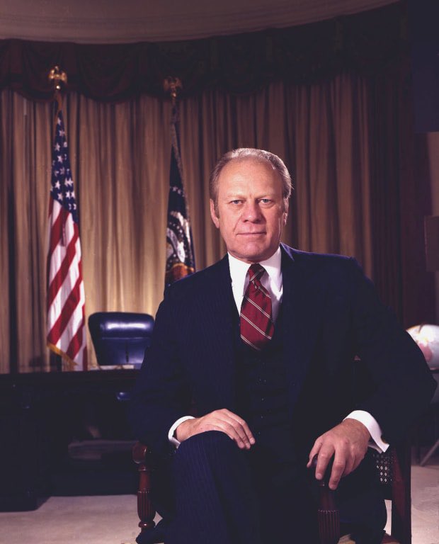 Nothing much to report for Gerald Ford. Pardoned Nixon, people didn’t like that. But he did one thing, and that was prevent HIM from rising to power... at least for now.