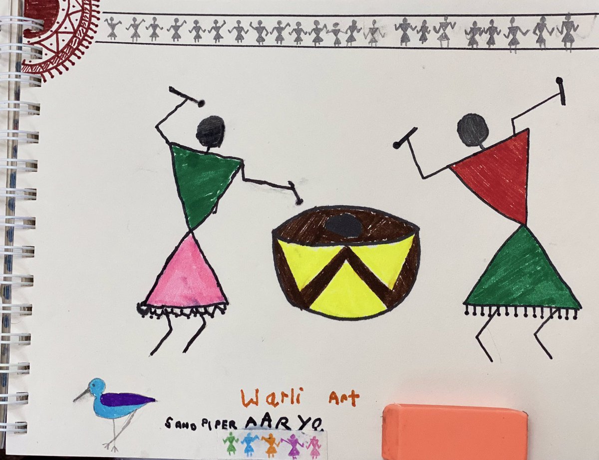 <a href="/TeresaLky3/">Dr. Teresa Caswell</a> your sandpiper misses you. Aarya drew (sandpiper-ized) warli art and wanted to make sure I share it with Ms Caswell &amp; Ms Barnes <a href="/DeannaSBarnes/">Deanna Barnes</a>. <a href="/es_parkside/">THEParksideES</a> looking forward &amp; excited for next session. Best wishes