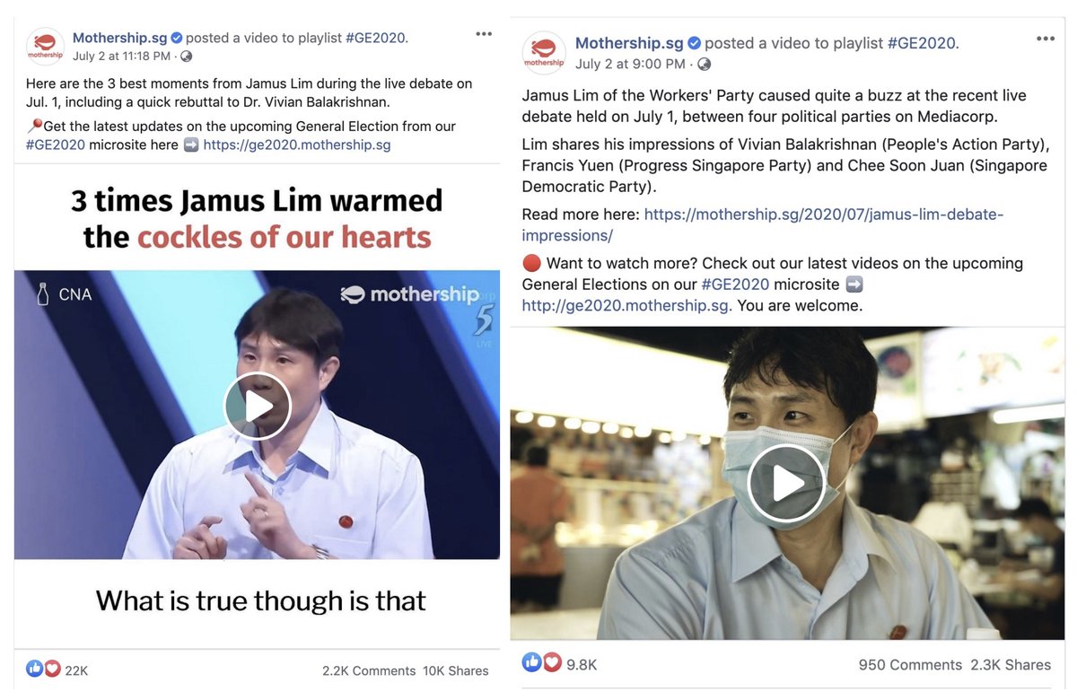 Jamus Lim was the spark that lit the social media fuse for the WP Sengkang team. These two videos, by  @MothershipSG, have been viewed at least 1.28 million times on FB:10/17