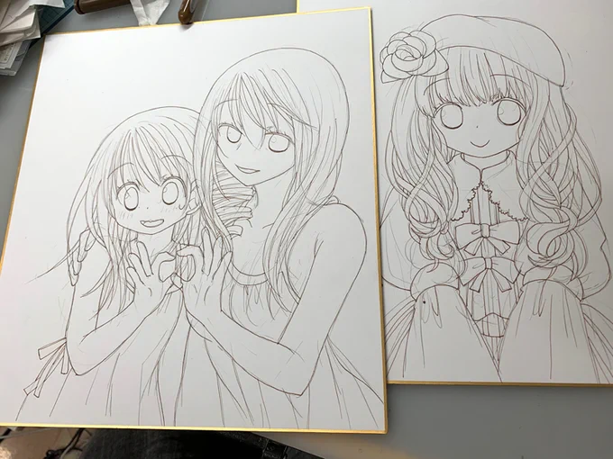 新ペン先のセピア…どちゃくそインクがにじむ…。線のにじみも味だと思ってください…。 