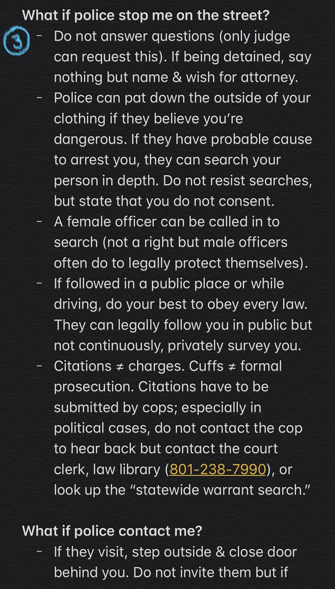 enyafanacct's tweet photo. Important legal advice for everybody (**especially protestors**) at tonight’s  “Know Your Rights &amp; Security Training” by Utah Animal Rights Coalition. I’m including my notes here; DM for the full recording or presentation slides. https://t.co/Og3bF6Zspa