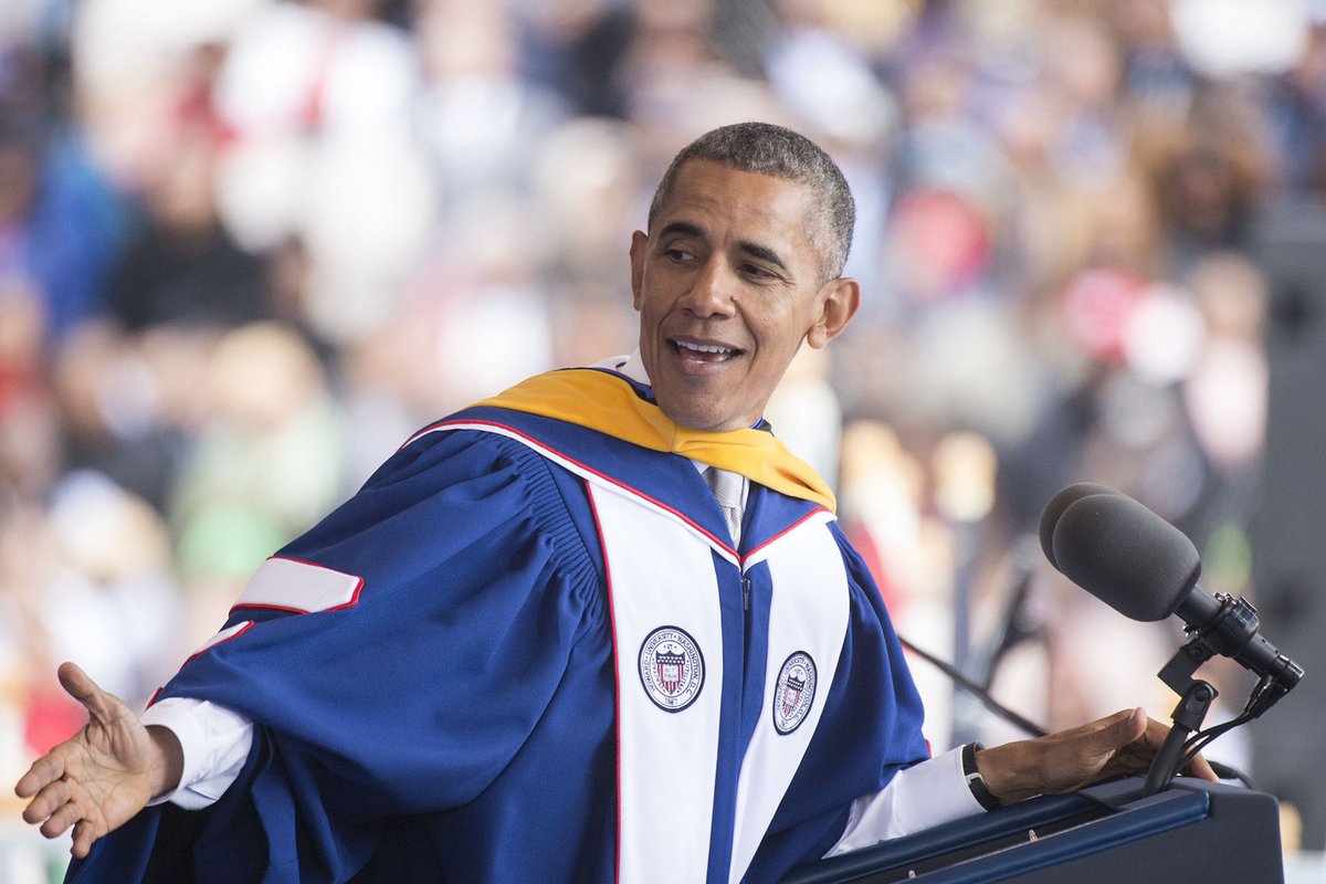 Look at this nice picture of Obama at Howard. Done looking? Good. Now we can get into the deportation of over 3 million immigrants, the drone strikes, persecution of whistleblowers, and increased duration of the Patriot Act. Oh, and that time he pretended to drink water in Flint.