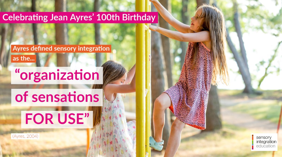 SINetwork's tweet photo. Ayres’ central concern, write Bundy &amp; Lane (2019), was how the central nervous system organises sensory information so that the person can participate in meaningful and productive occupations.

#JeanAyres #Ayres100 #SensoryIntegration https://t.co/jEgM1weObt