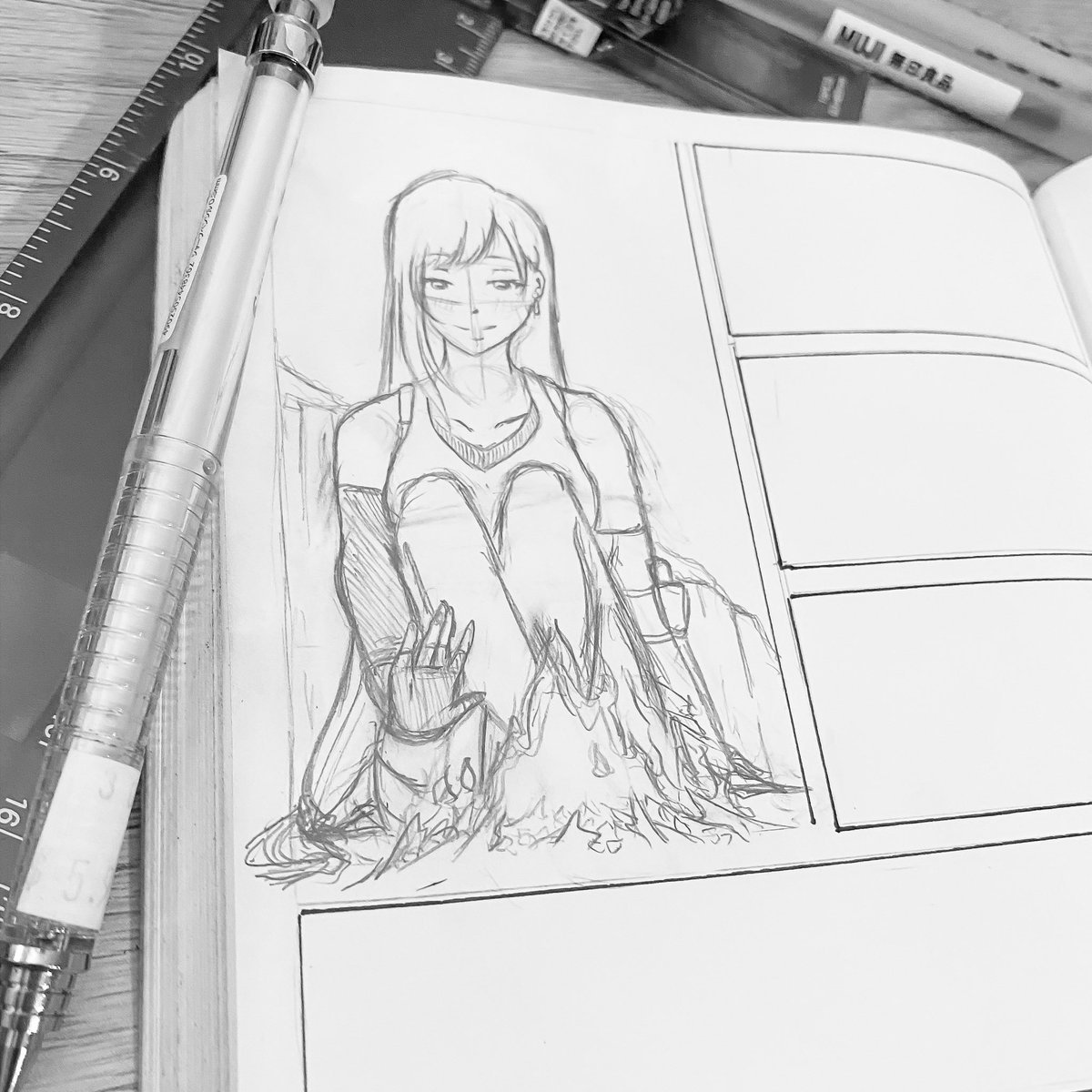 bystudiosummer's tweet photo. my very first time attempting a mini manga panel !! i have four pages planned out and of course it’s going to be about my two favorite characters🥰 

#TifaLockhart #CloudStrife #CloTi #FFVII #FFVIIRemake #FFVIR https://t.co/Bu51VB4ZFp