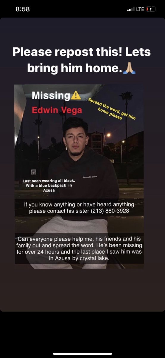 nandohundreds's tweet photo. IF YOU GUYS CAN PLS RT THIS , my homie is missing if anyone has seen him or knows where he’s at pls DM me ASAP !! We could use ur help !!! https://t.co/FwS6AZBqL8