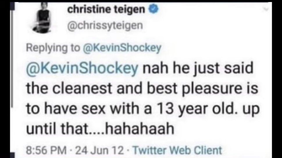 TaraLaRosa's tweet photo. Wow. I’m about 100% sure Chrissy Teigen and Ghislaine Maxwell are tight since she was ON the Epstein flight logs. 

Nuke this plastic ass pedo scumbitch 😡 https://t.co/r9qRThlvjY