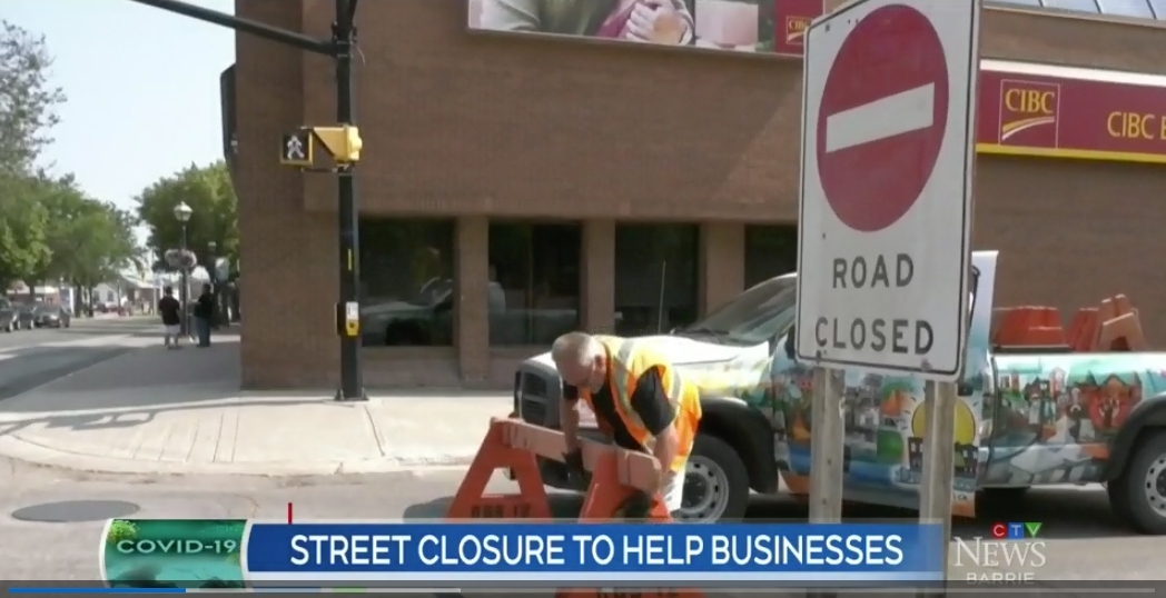 Downtown Orillia streets are closing every Friday from 4 to 8pm to help local downtown businesses! 
Patios are setup on the street and Downtown stores are staying open later! Watch CTV Barrie... more at shoplocal.ly/4652R