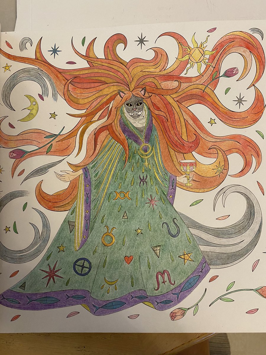 J_DeStefano's tweet photo. Finished her! โIn speaking of his intelligence, my wife, who was not a little tinctured with superstition, made frequent allusion to the ancient popular notion, which regarded all black cats as witches in disguise.โ #EdgarAllanPoe @odessabegay #amcreating #amcoloring https://t.co/FIEjCjaaPq