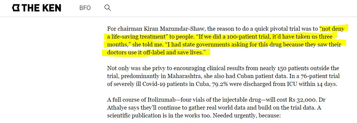 Issue 3By her own admission KMS...It is a pandemic and desperate doctors are trying anything and everything to save patients lives. It might work or not but at least we tried being the logic.Is that logic how a pharma company should operate?Shouldn't that make you wonder?