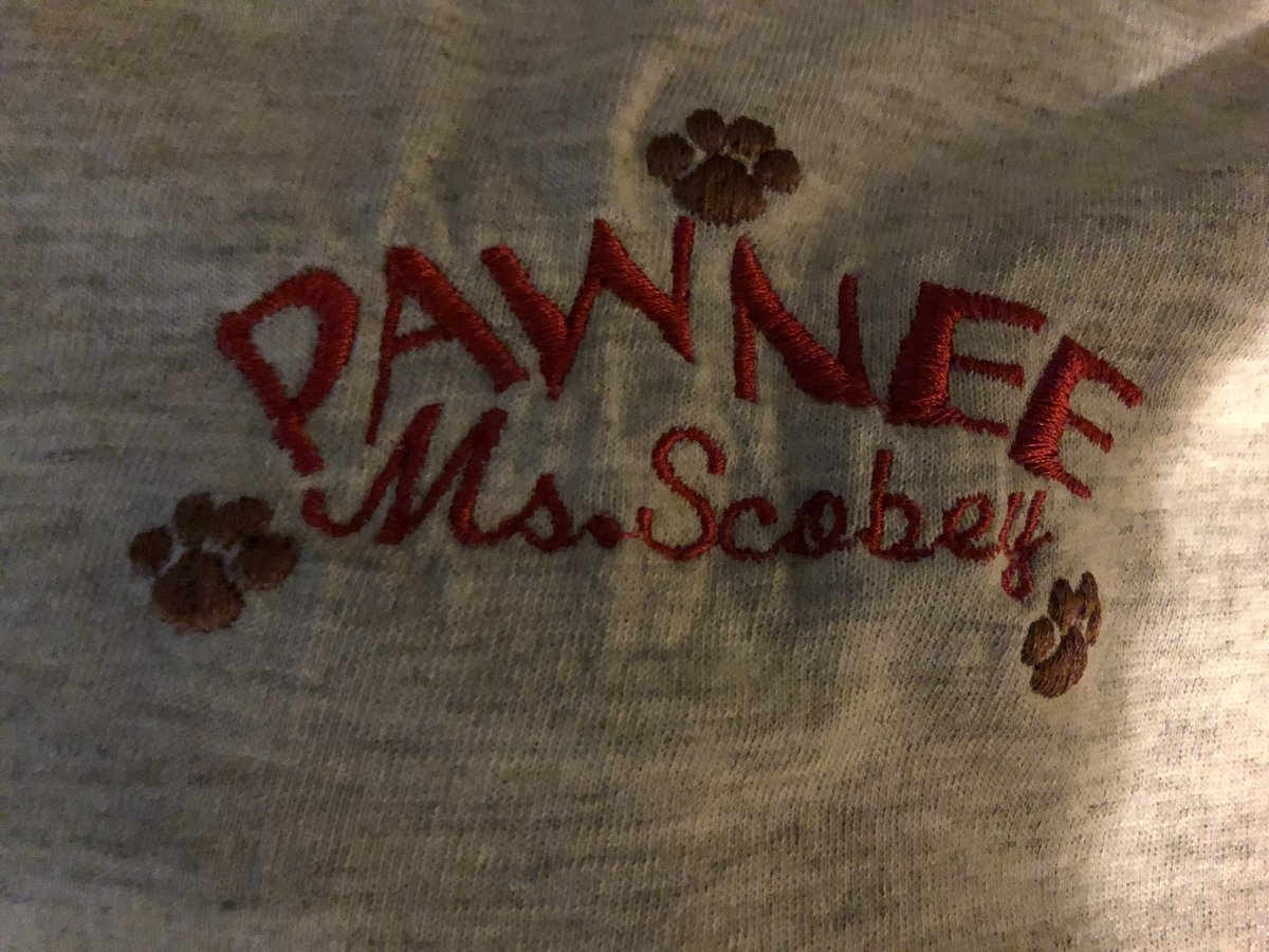 ScobeyJulia's tweet photo. A former Pawnee  student saw me wearing this shirt and complimented it. I told her I’ve had it since 2000. She said “no stains?”  That’s an accomplishment for me! #pawneepride #opsproud @OPS_Pawnee https://t.co/K0hFkEBmZV