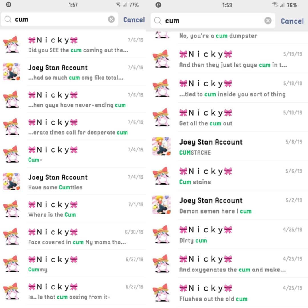 UkeNicky's tweet photo. My friend thought it was a good idea to search our conversation for "cum"
This was the result 👁👄👁
#cursedimage #cursed #memes #funny #lol #why #stopthat #conversation #quote #lgbtq #lgbt #femboy #bffs #gay #linechat #gaymer #geek #lewd #outofcontext #gamer #wtf #afterdark https://t.co/UUm1iSjNtK