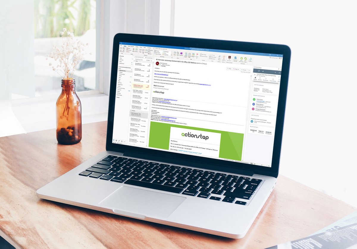 Actionstep's tweet photo. Lawyers live in Outlook…and so does Actionstep.

Actionstep’s Outlook add-in for Microsoft 365, lets you manage your matters and organise your inbox as you work.

Learn how you can manage your practice from the system where you are the most productive: https://t.co/szQER2twb3 https://t.co/ijU44ZWIwN