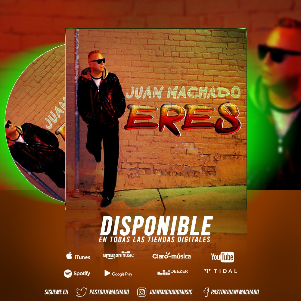 RevJuanMachado's tweet image. Ya está Disponible el #VideoPortada de #Eres el Nuevo sencillo en #YouTube y tambien los #sencillos #TeTocaTeLlena #Desición y #TuAmor en todas las plataformas digitales‼️#Spotify #ITunes #GooglePlay #Tidal #QuédateEnCasa   #Cuarentena #NuevaMúsica ✔️