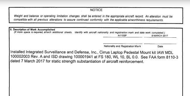 MinneapoliSam's tweet photo. Since it's been circling the Twin Cities and even protests, here are some FOIA documents on the Minnesota State Patrol aircraft. They show modifications by a contractor called Integrated Surveillance and Defense who added a laptop work station. These docs are a few years old https://t.co/Dg1zsrdRbb