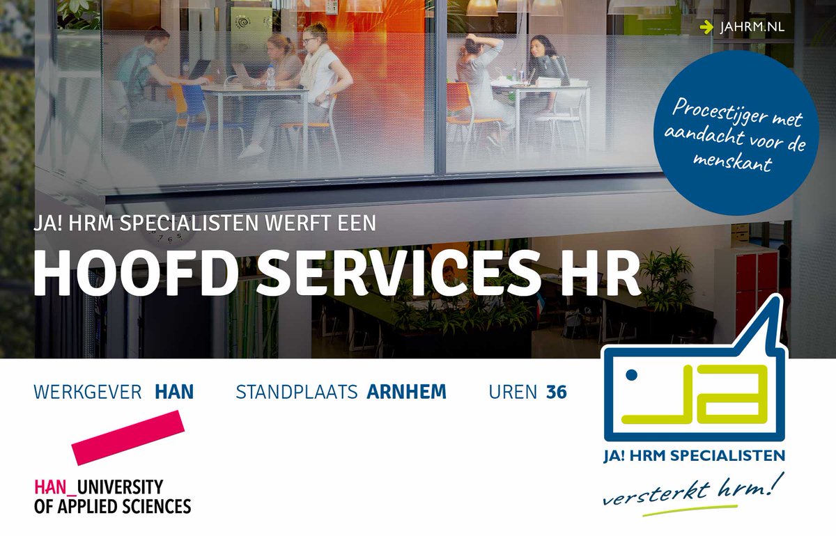 ja_hrm's tweet photo. Vacature Hoofd Services HR. Mooie leidinggevende positie op het snijvlak van HR, Finance en IT. In Arnhem bij de HAN. Meer weten? Bezoek onze website: https://t.co/qOpjxcIAr3
#hr #vacature #hrvacature #werk #hrbaan #hrjob #managerhr #management #vacature #hrm #gelderland https://t.co/x9j23EQH6g