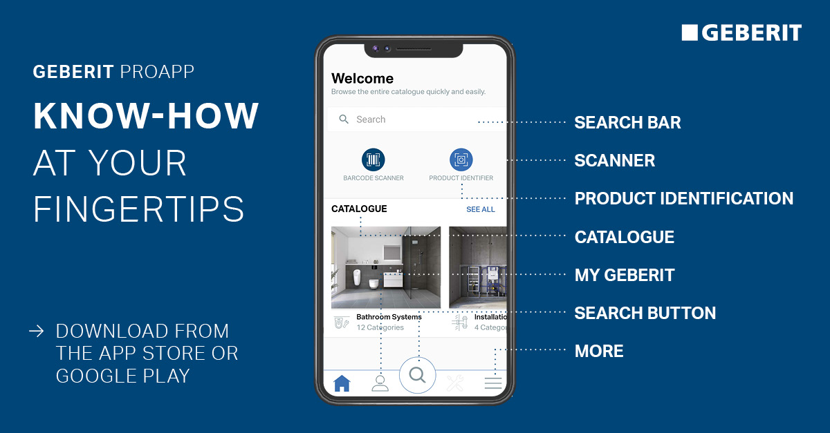 geberitpro's tweet photo. Geberit ProApp - the app for professionals!

Enjoy immediate access to the Geberit product range, technical drawings and easy to follow installation videos.

Download now from the App store or Google Play.

#geberitproapp #geberitknowhow https://t.co/DzpYwMCS9o