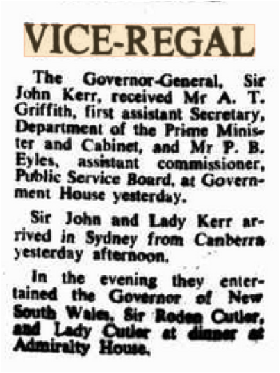 20-Oct-75 Kerr receives Dept Sec, Prime Minister's Dept & Asst Commissioner Public Service Board, then goes to Sydney for evening with Governor NSW 2.png