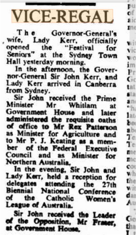 21-Oct-75 Kerr goes to Canberra, receives Whitlam & administers oaths to Patterson, Keating, In the evening holds a reception for CWL, then receives Fraser at Govt House. 3.png